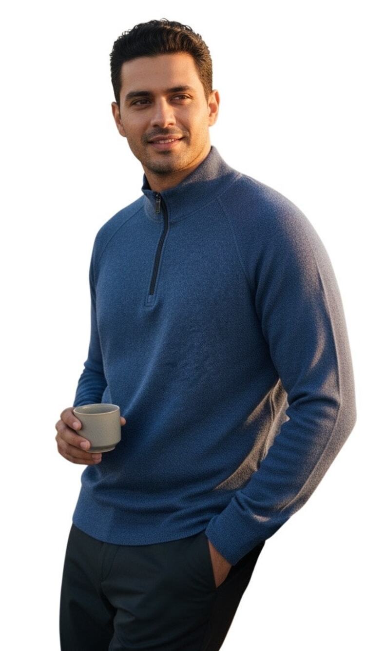 Bugatchi $169 Diagonal Pinstripe Quarter-Zip Pullover Navy Classic Size XXL